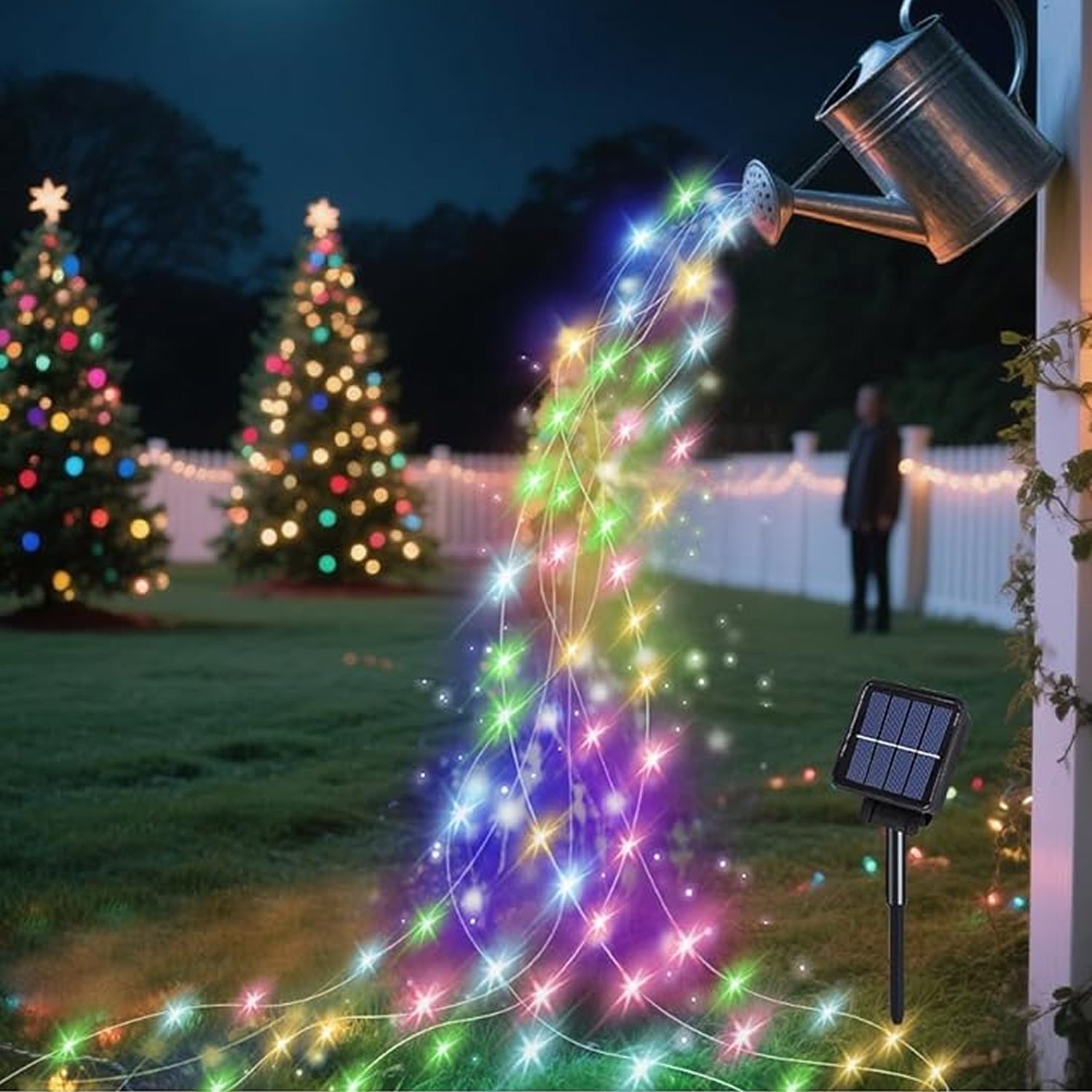 1m 100LEDs Solar Waterfall Lights Waterproof Outdoor Solar Garden Fairy String Lights