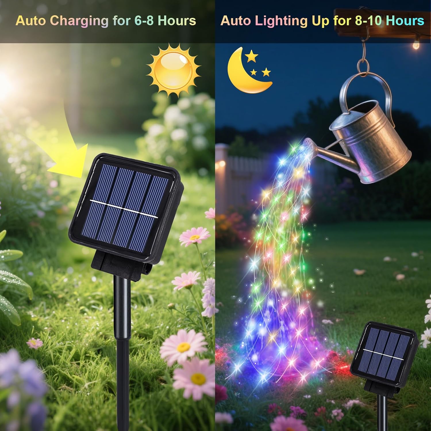 1m 100LEDs Solar Waterfall Lights Waterproof Outdoor Solar Garden Fairy String Lights