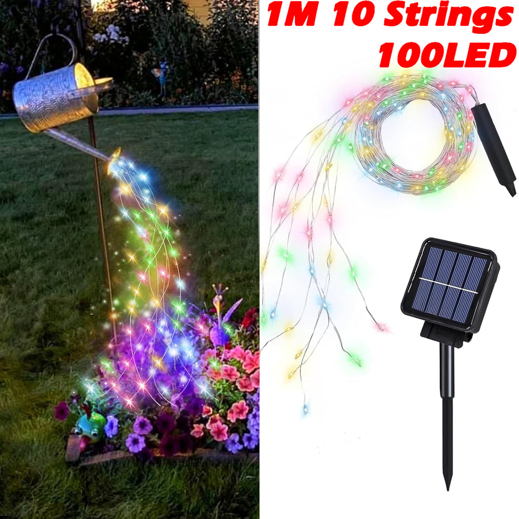 1m 100LEDs Solar Waterfall Lights Waterproof Outdoor Solar Garden Fairy String Lights