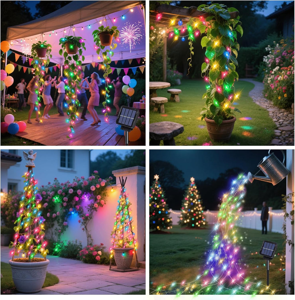 Solar Waterfall Garden String Lights-Multicolor