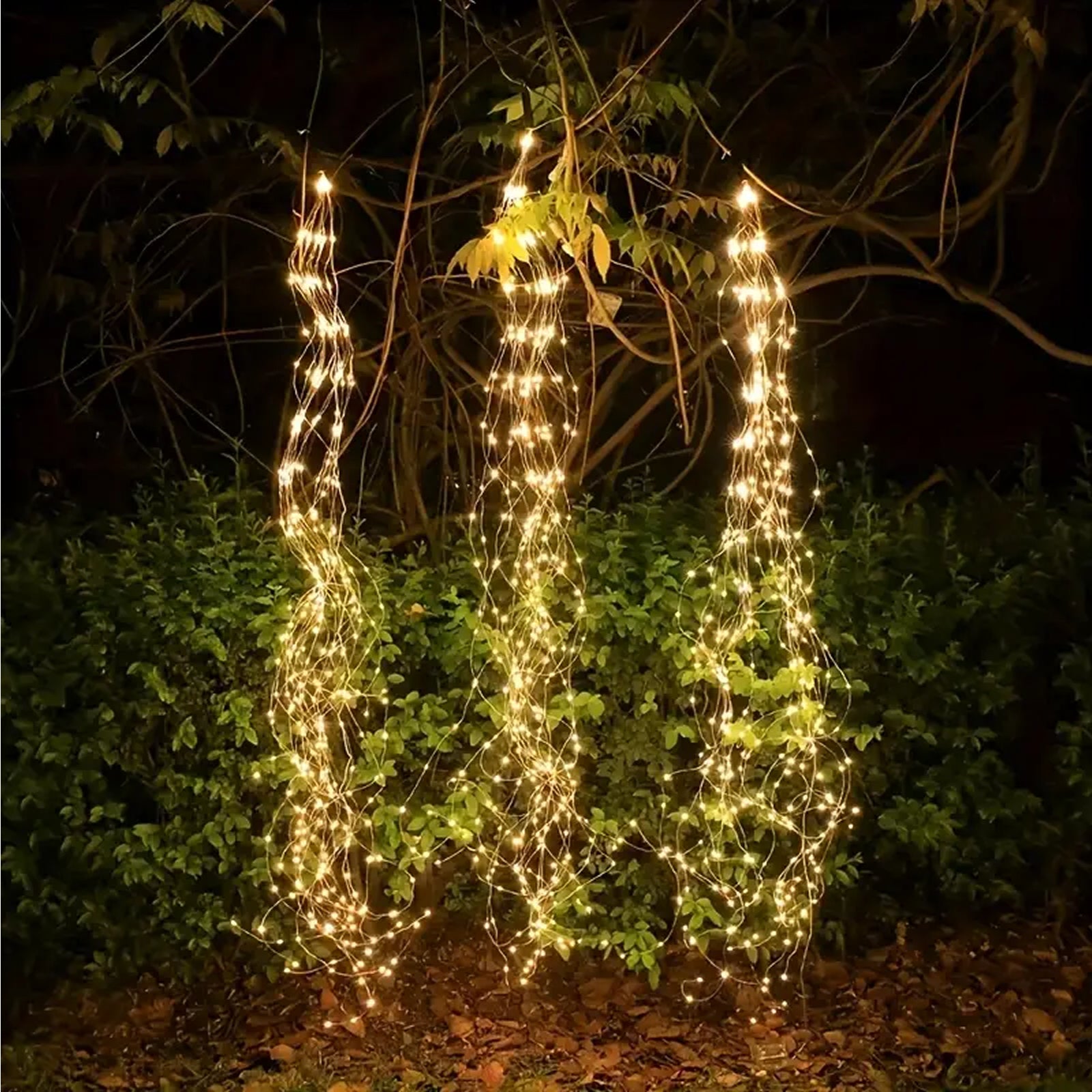 1m 100LEDs Solar Waterfall Lights Waterproof Outdoor Solar Garden Fairy String Lights