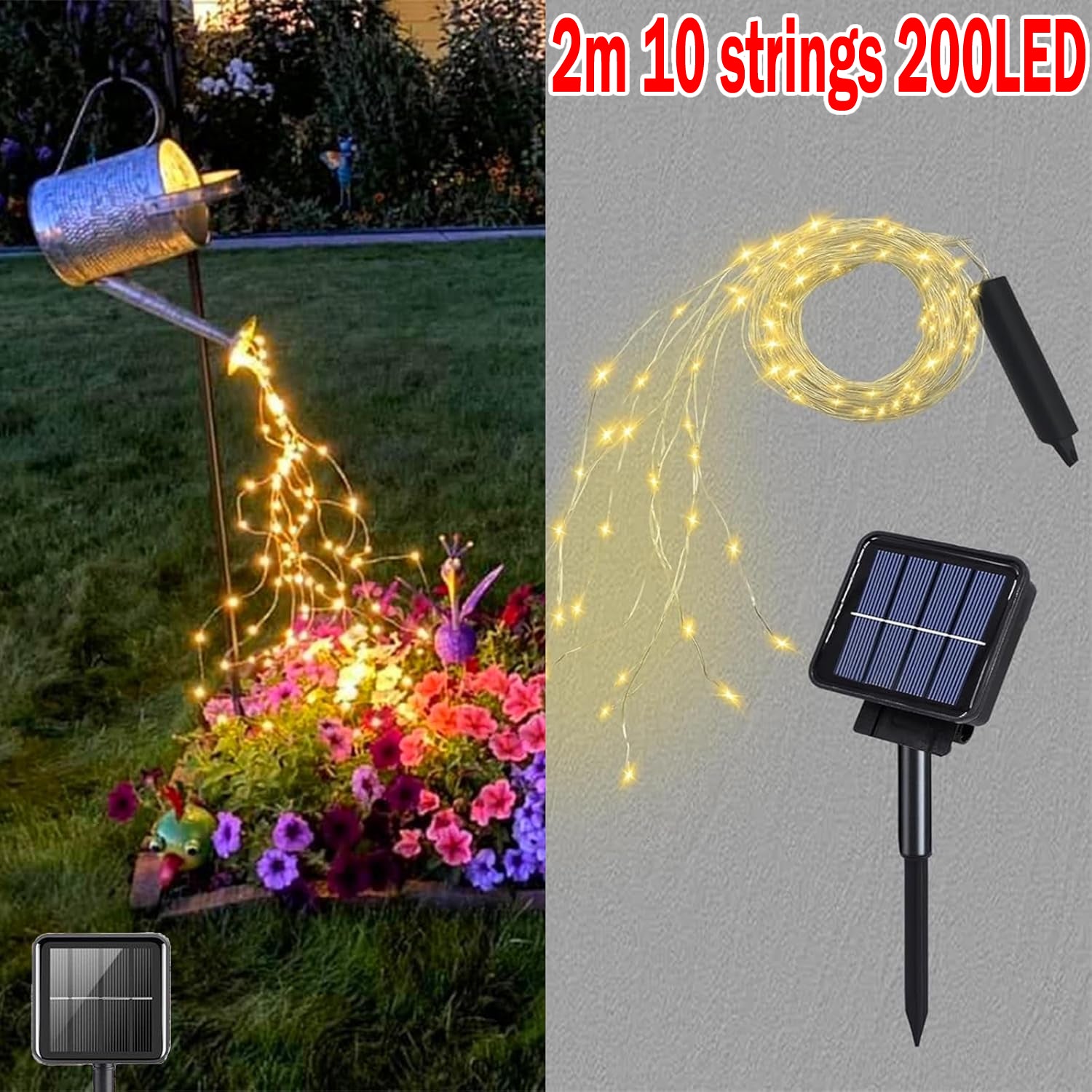 Solar Waterfall Garden String Lights-Warm White