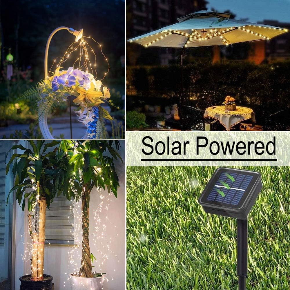 Solar Waterfall Garden String Lights-Warm White
