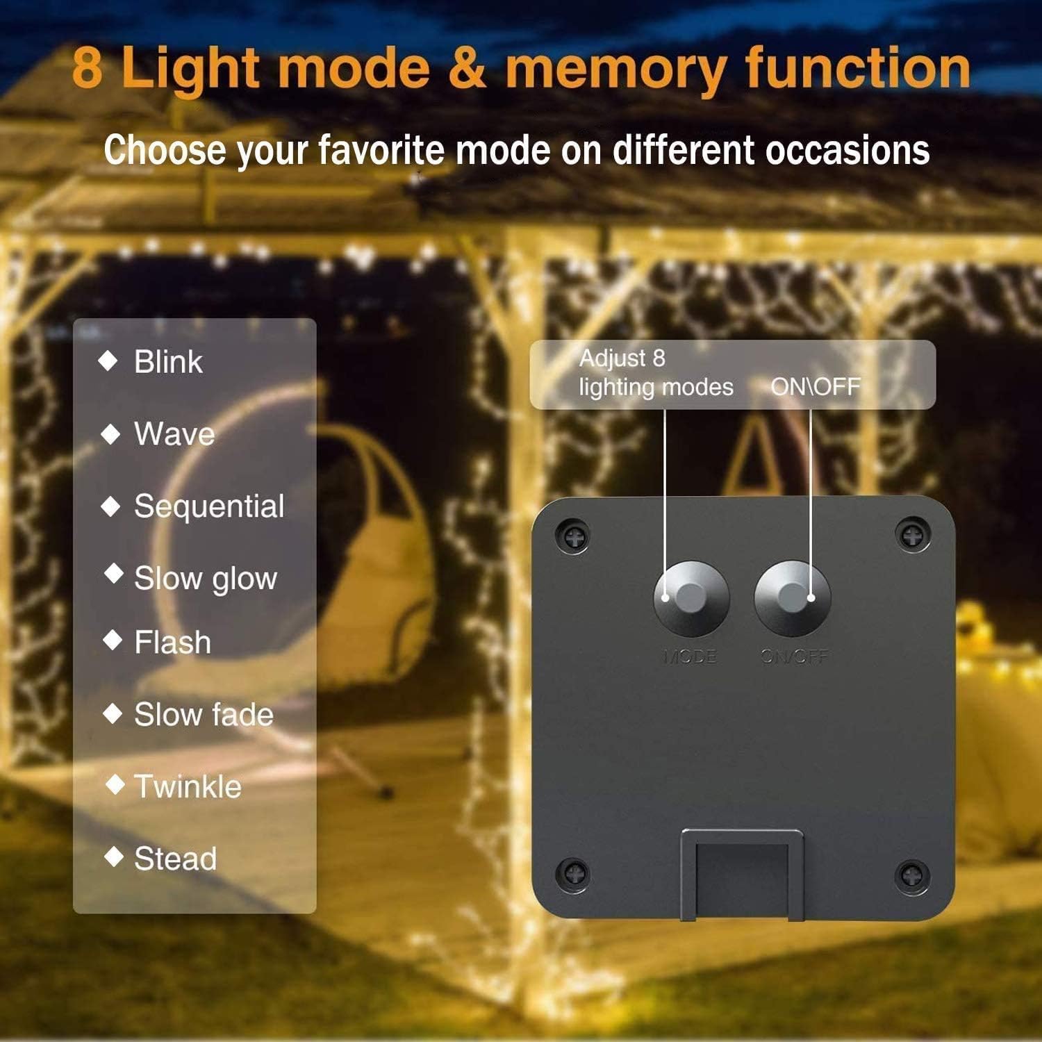 Solar Waterfall Garden String Lights-Warm White