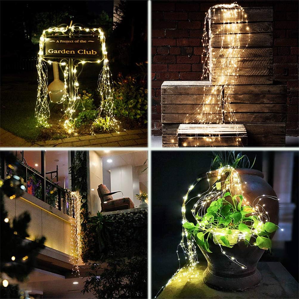 Solar Waterfall Garden String Lights-Warm White