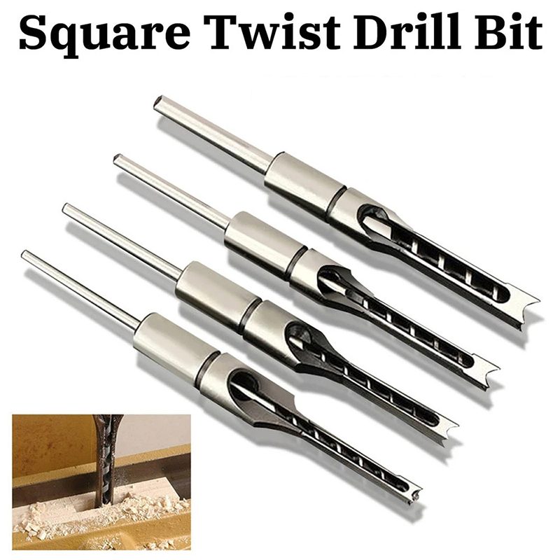 HSS Mortising Chisel Set 4PCS Square Hole Woodworking Drill Bits