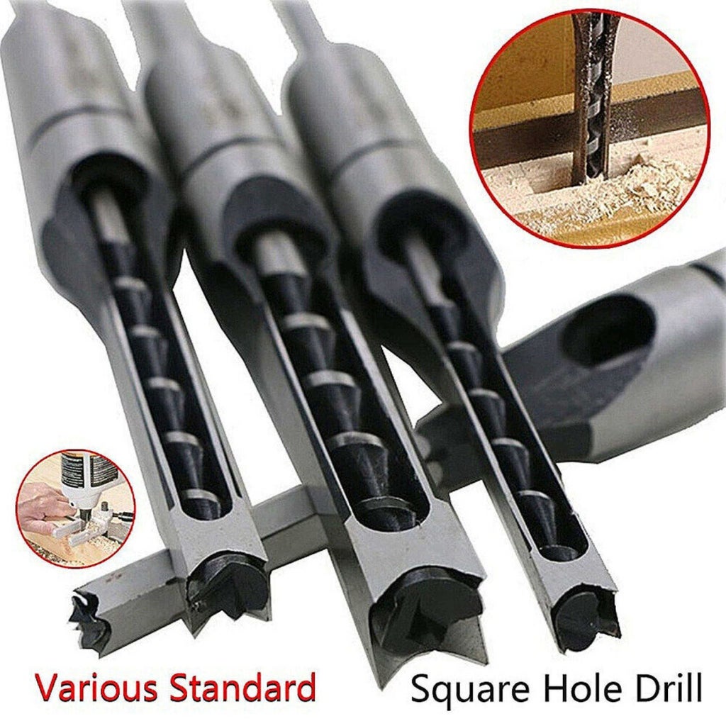 HSS Mortising Chisel Set 4PCS Square Hole Woodworking Drill Bits