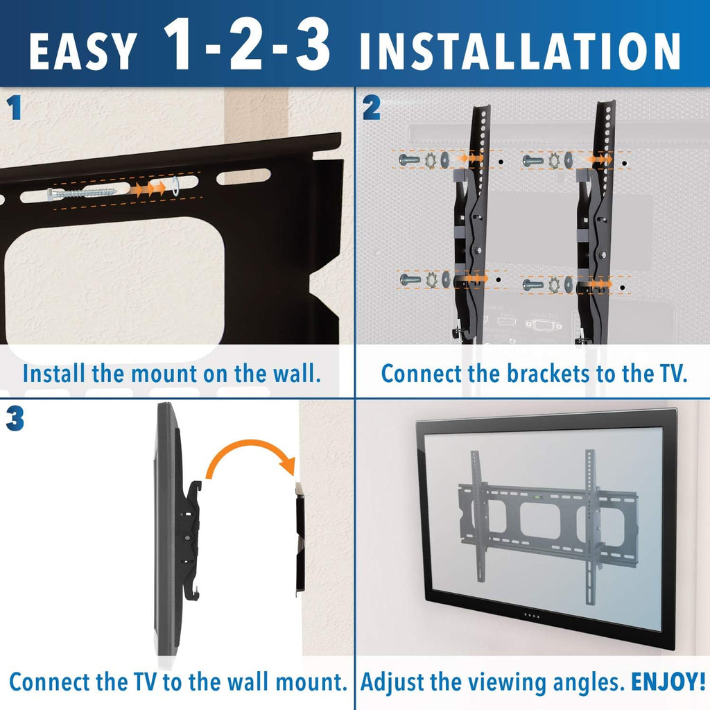 Low Profile Fixed TV Wall Mount for 32" - 75" TVs