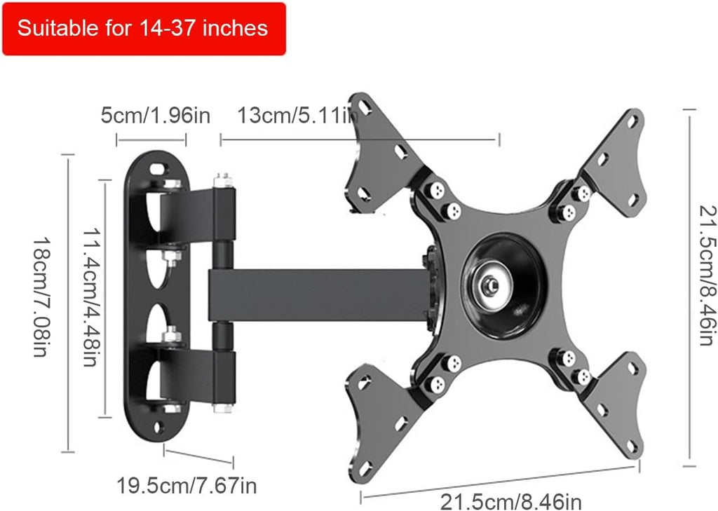 360° Rotating Full Motion TV Wall Mount for 14" - 37" TVs
