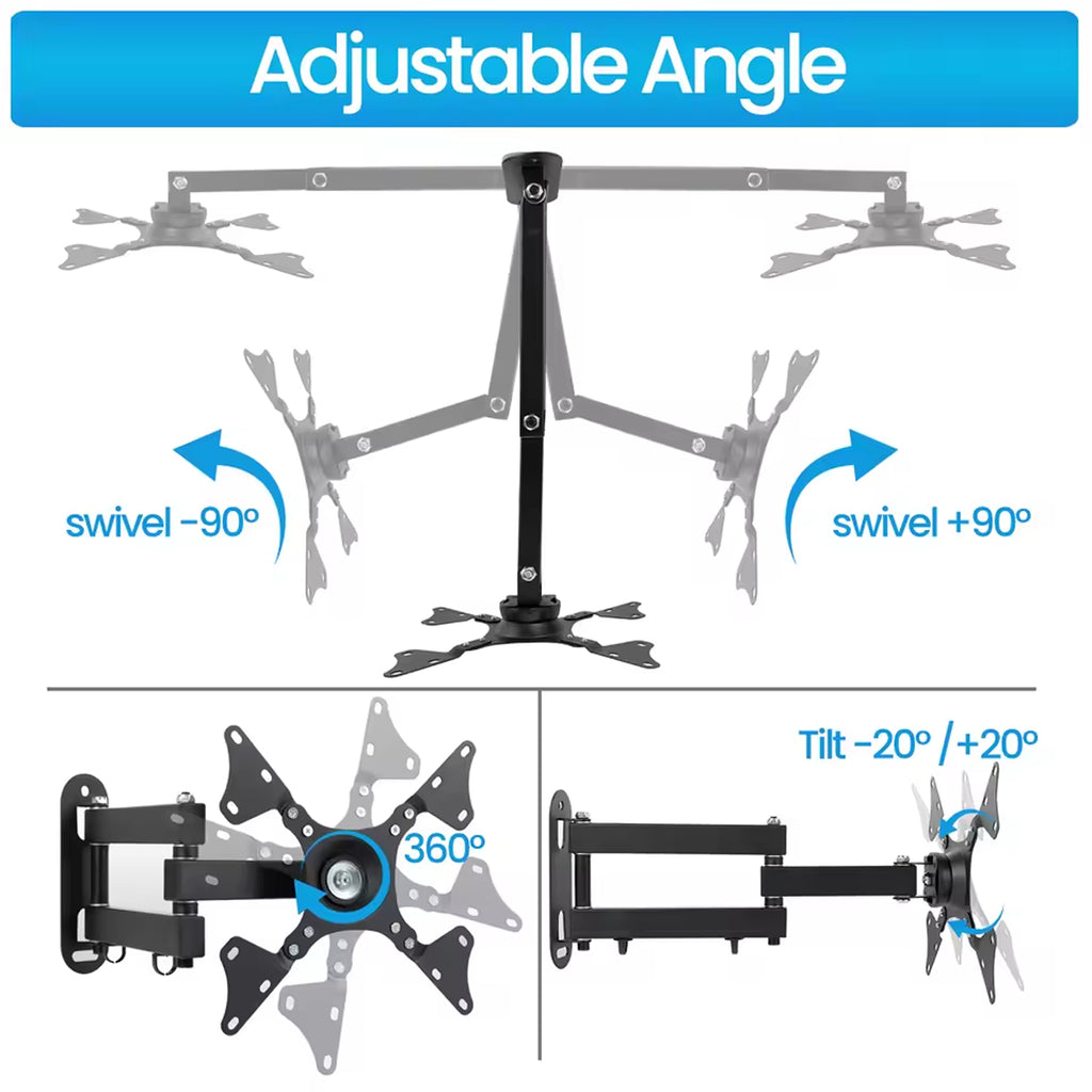 360° Rotating Full Motion TV Wall Mount for 14" - 37" TVs