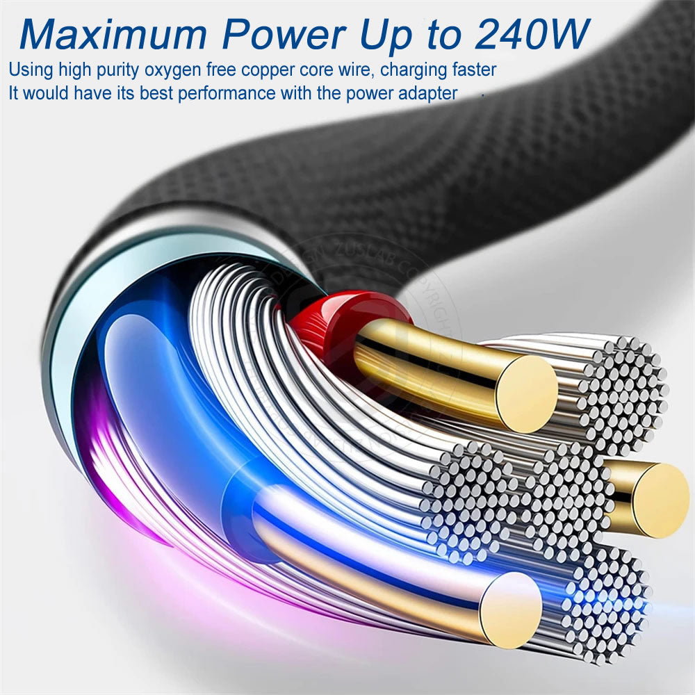 240W USB-C Fast Charging Cable 2M White PD Type-C