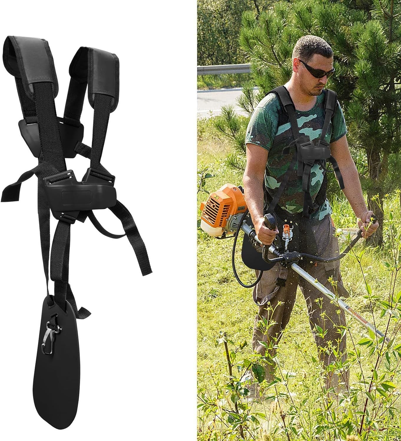 Universal Double Shoulder Trimmer Harness Strap Brush Cutter Weed Eater Support Belt