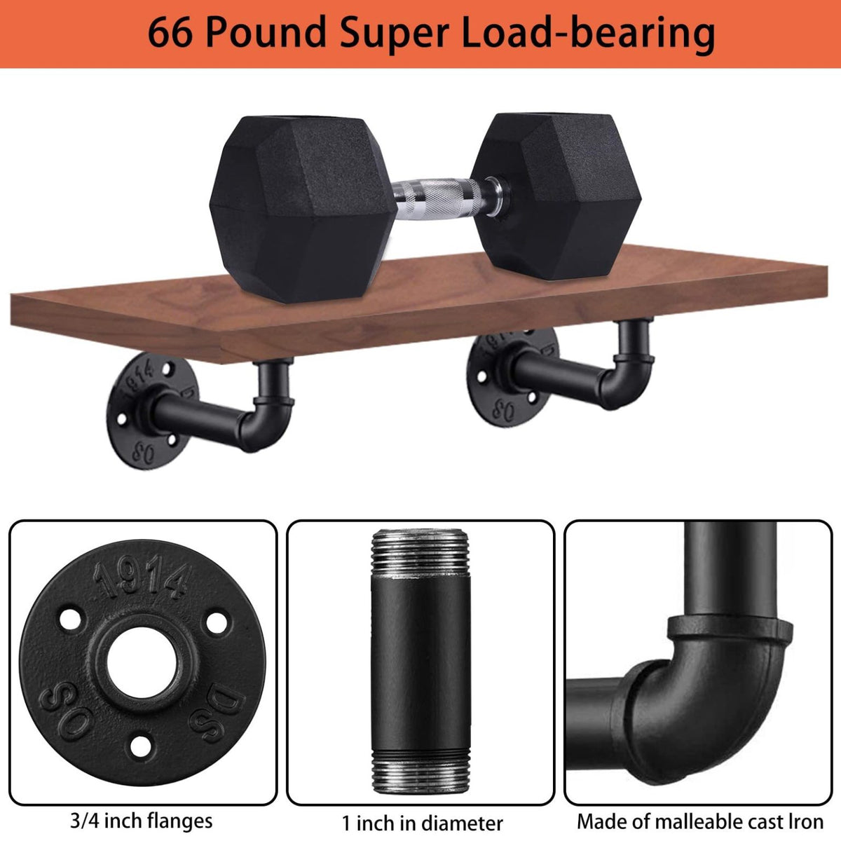 6 Pcs Industrial Rustic Shelf Brackets