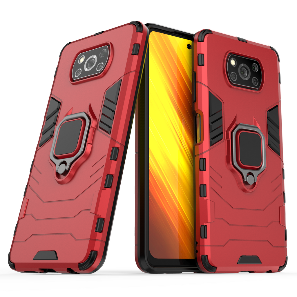 Xiaomi POCO X3 NFC Rugged Tough Case Shockproof Hybrid Cover RED