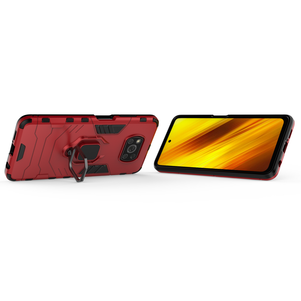 Xiaomi POCO X3 NFC Rugged Tough Case Shockproof Hybrid Cover RED