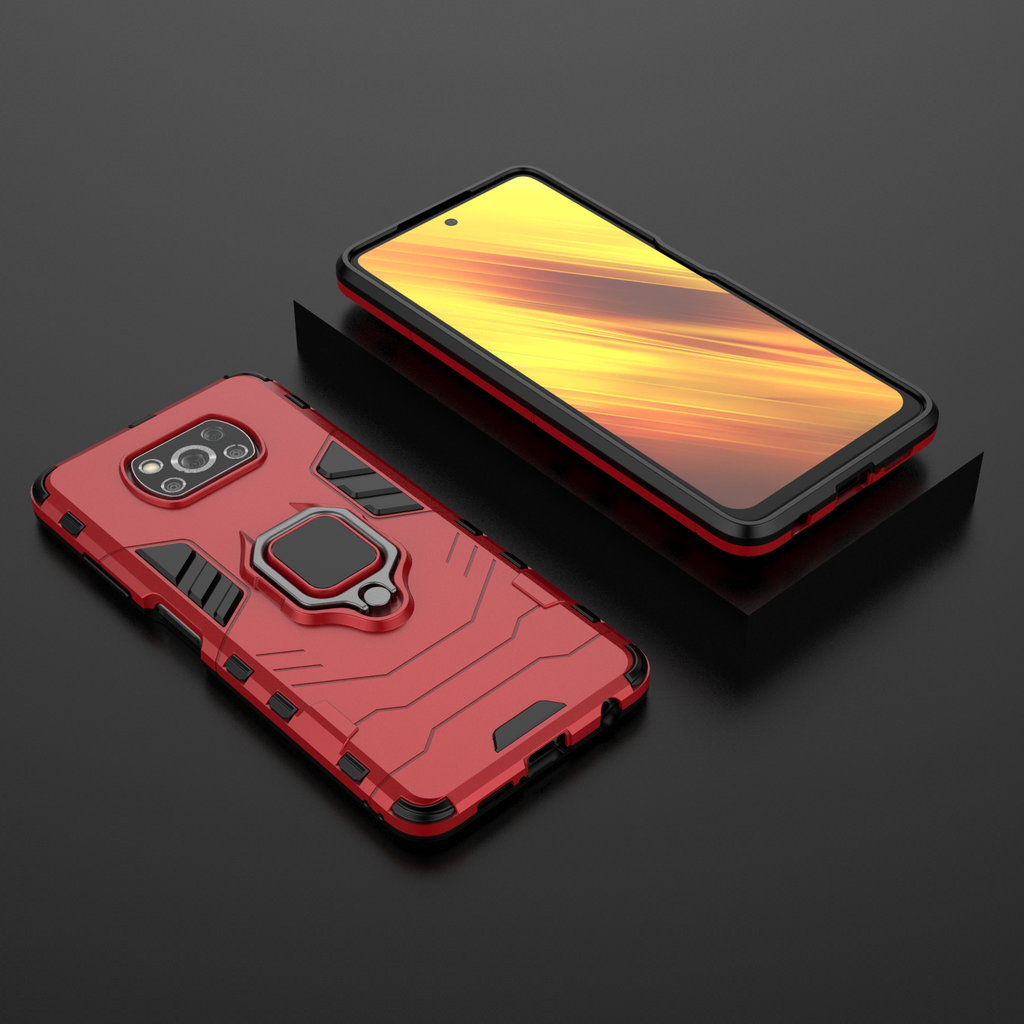 Xiaomi POCO X3 NFC Rugged Tough Case Shockproof Hybrid Cover RED