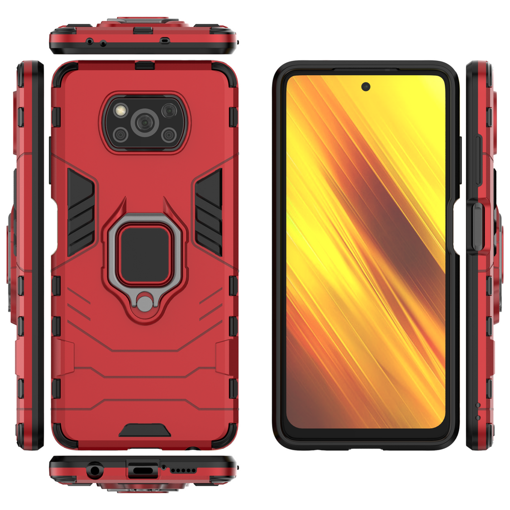 Xiaomi POCO X3 NFC Rugged Tough Case Shockproof Hybrid Cover RED