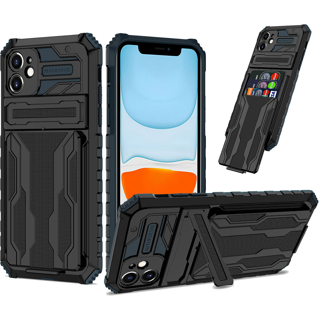 iPhone 11 Heavy Duty Kickstand Case Shockproof Card Holder GREEN