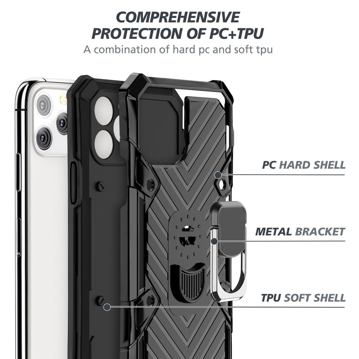 iPhone 11 Pro Rugged Tough Case Shockproof Hybrid Cover BLACK