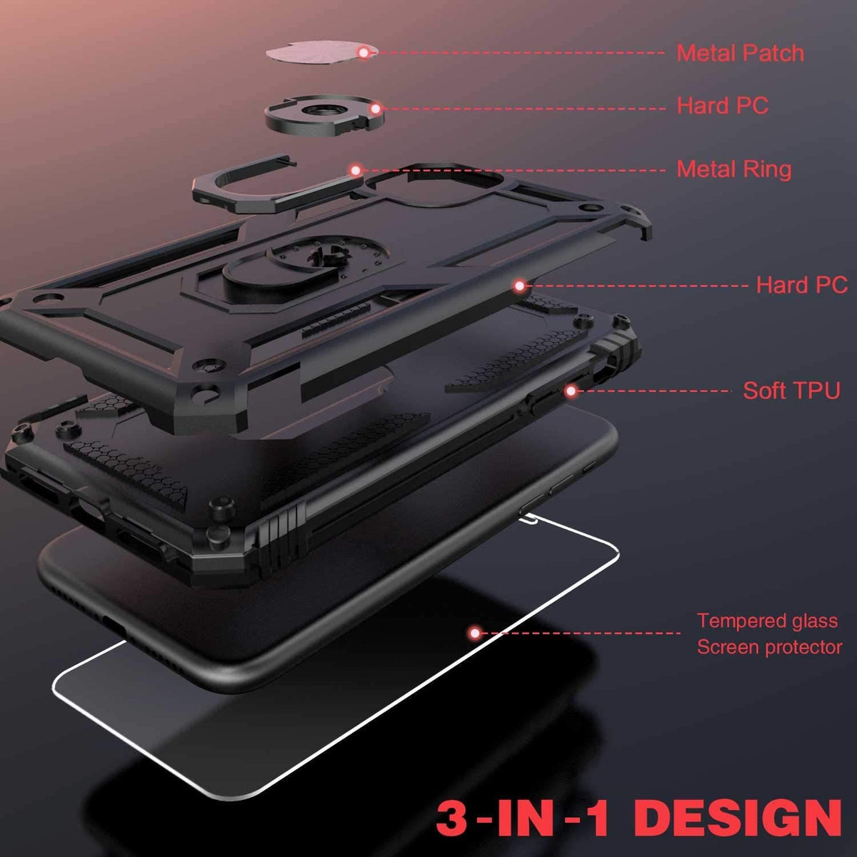 iPhone 11 Pro Rugged Tough Case Shockproof Hybrid Cover BLACK