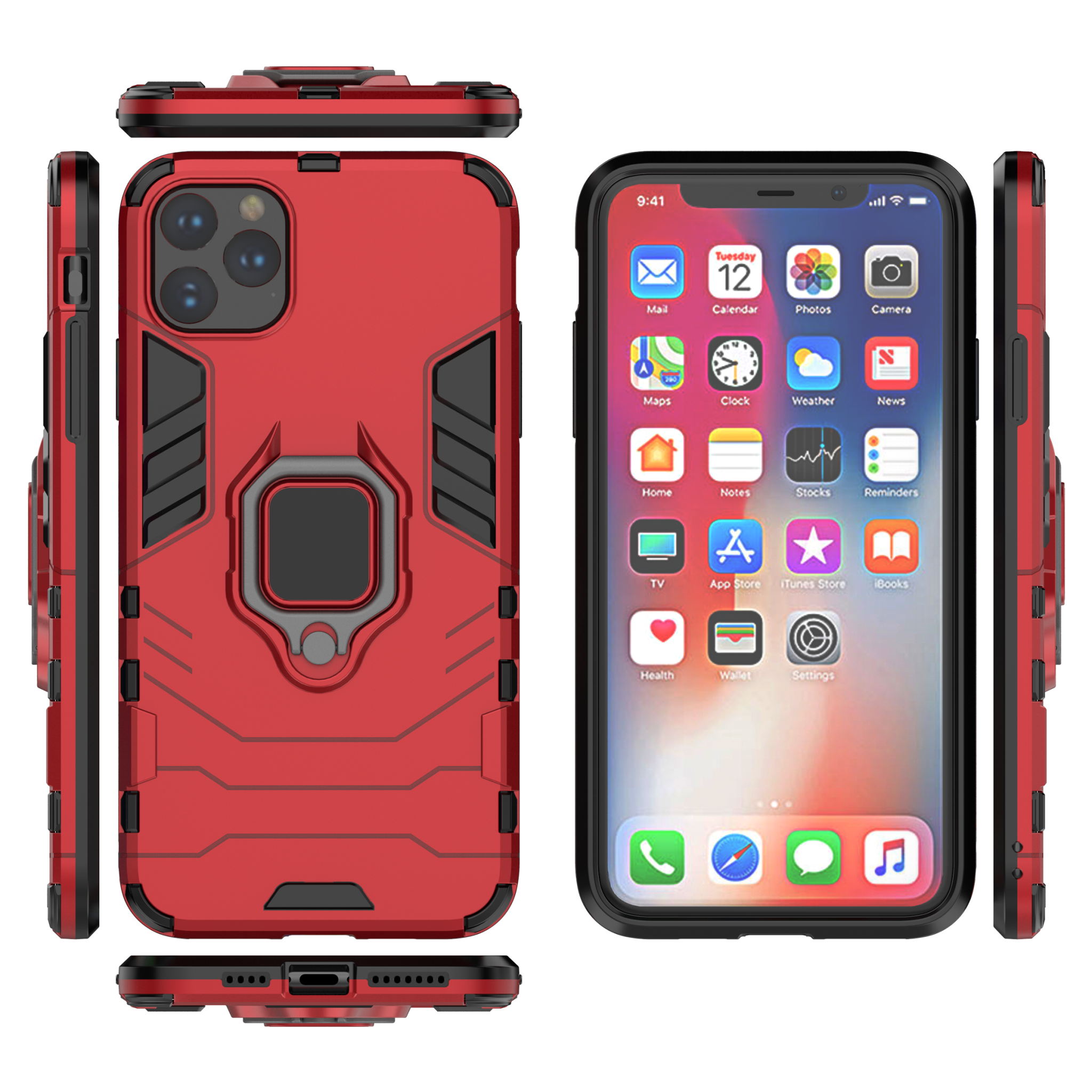 iPhone 11 Pro Max Rugged Tough Case Shockproof Hybrid Cover RED