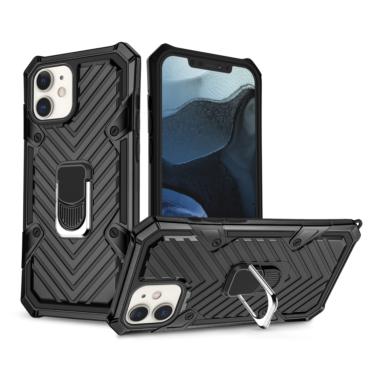 iPhone 12 Rugged Tough Case Shockproof Hybrid Cover BLACK