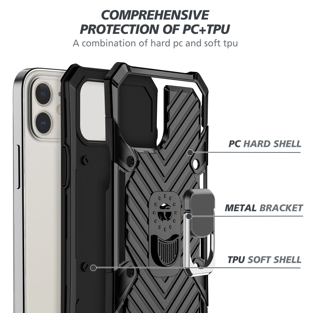 iPhone 12 Mini Rugged Tough Case Shockproof Hybrid Cover BLACK