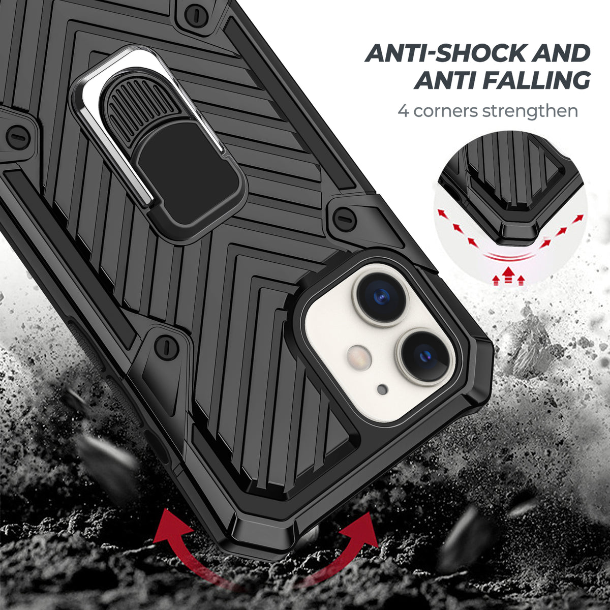 iPhone 12 Mini Rugged Tough Case Shockproof Hybrid Cover BLACK