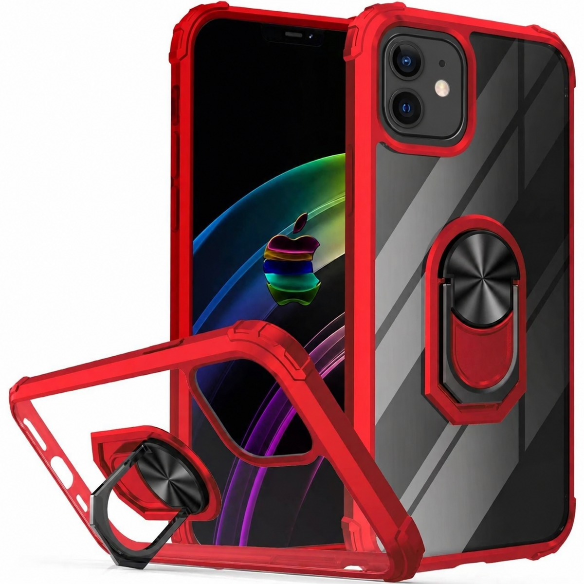 iPhone 12 Rugged Tough Case Shockproof Hybrid Cover RED
