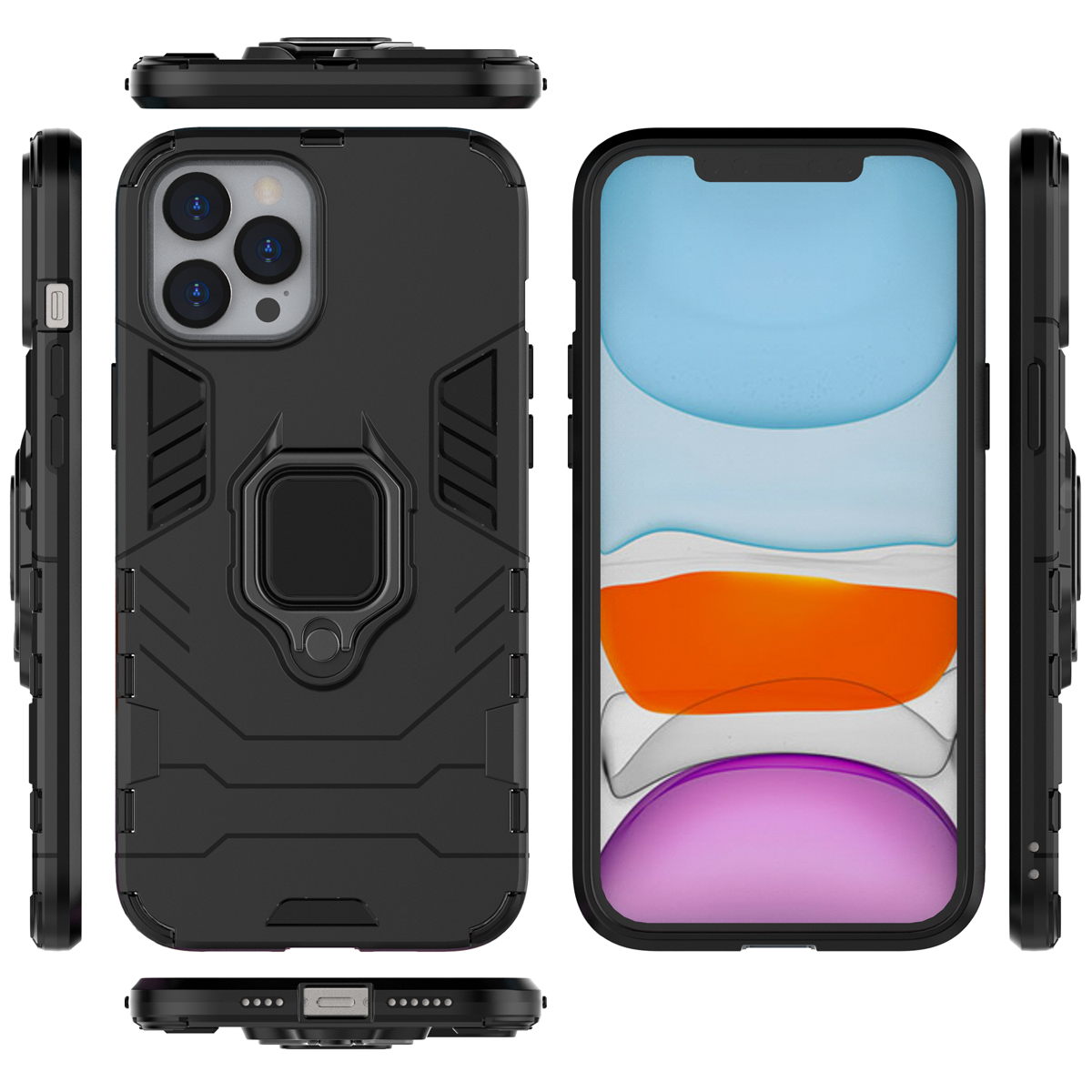 iPhone 12 Pro Max Rugged Tough Case Shockproof Hybrid Cover BLACK