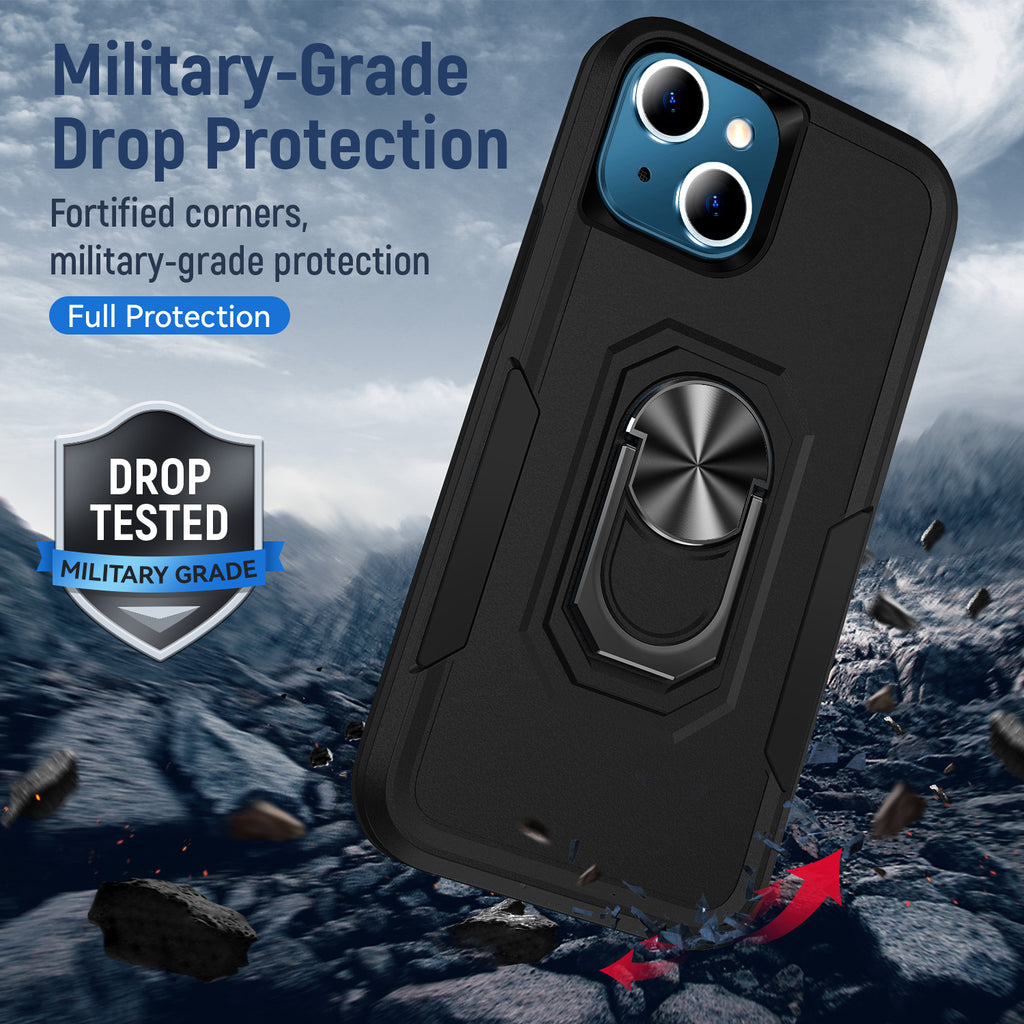 iPhone 13 Heavy Duty Case Rugged Tough Dual Layer Shockproof Cover BLACK