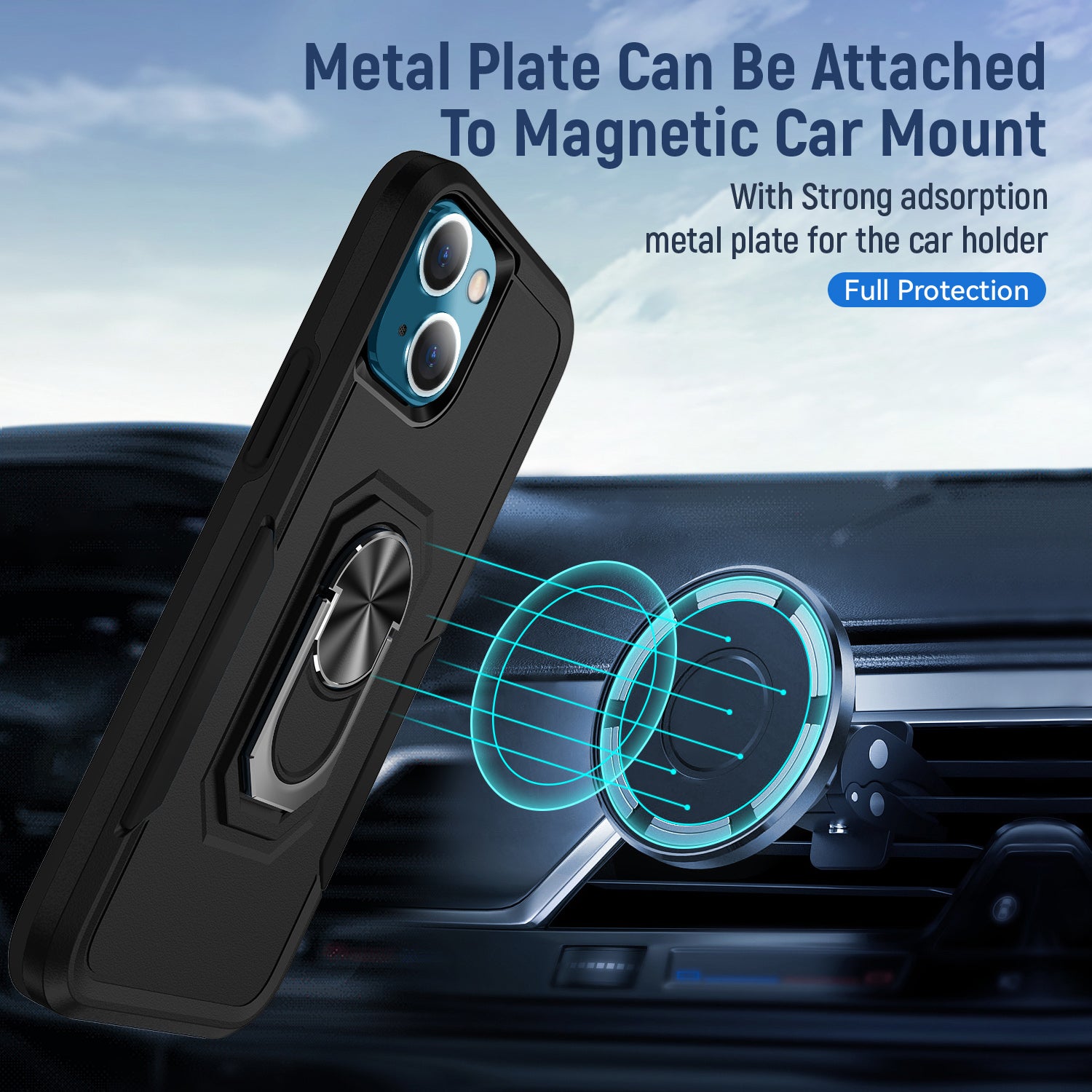 iPhone 13 Heavy Duty Case Rugged Tough Dual Layer Shockproof Cover BLACK