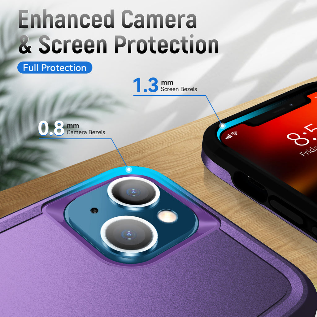 iPhone 15 Plus Heavy Duty Case Rugged Tough Dual Layer Shockproof Cover PURPLE