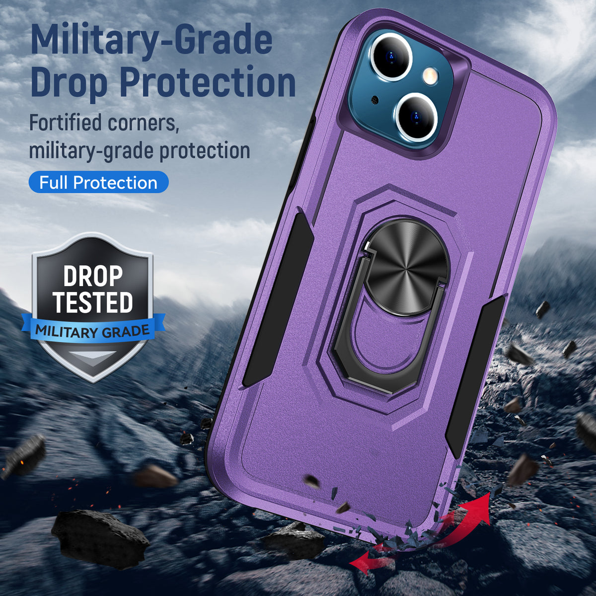 iPhone 15 Plus Heavy Duty Case Rugged Tough Dual Layer Shockproof Cover PURPLE