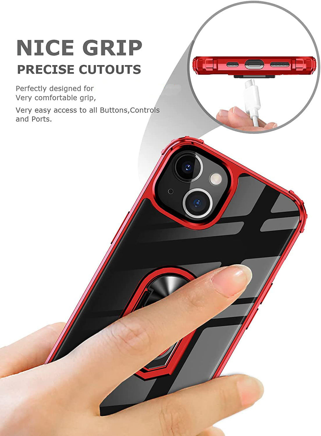 iPhone 14 Plus Rugged Tough Case Shockproof Hybrid Cover RED
