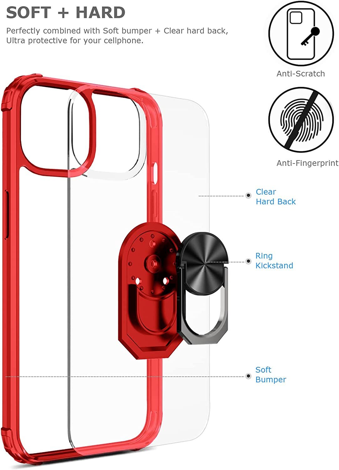 iPhone 14 Plus Rugged Tough Case Shockproof Hybrid Cover RED