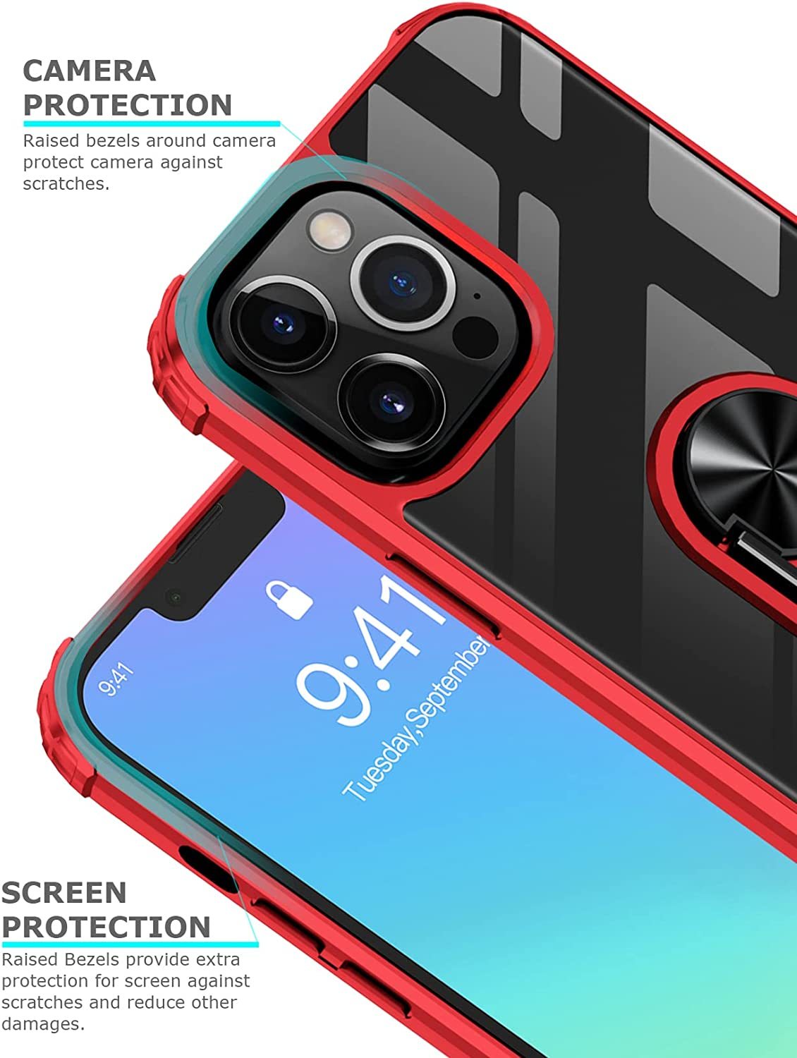 iPhone 14 Pro Rugged Tough Case Shockproof Hybrid Cover RED