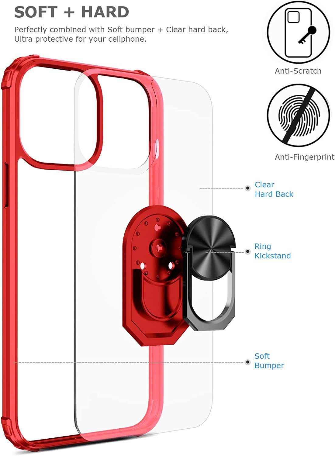 iPhone 14 Pro Rugged Tough Case Shockproof Hybrid Cover RED