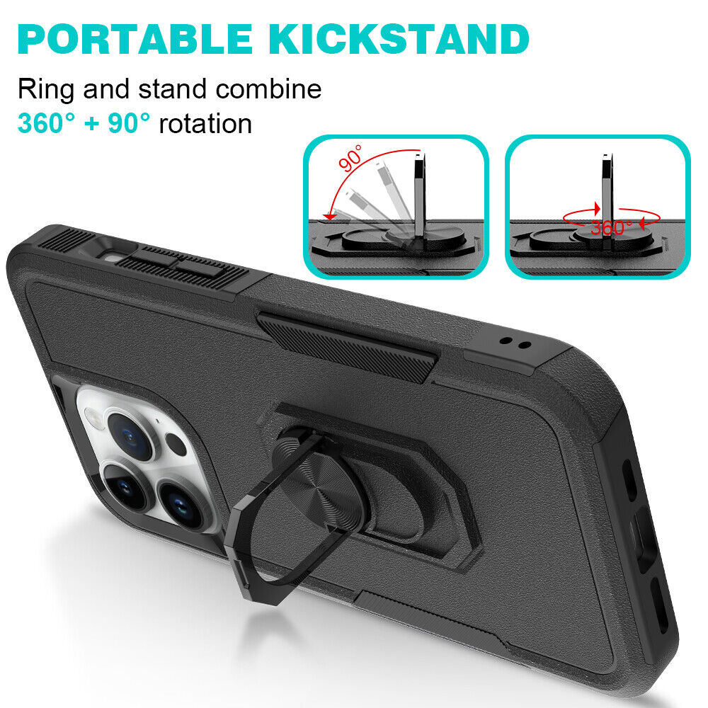 iPhone 14 Pro Heavy Duty Case Rugged Tough Dual Layer Shockproof Cover BLACK