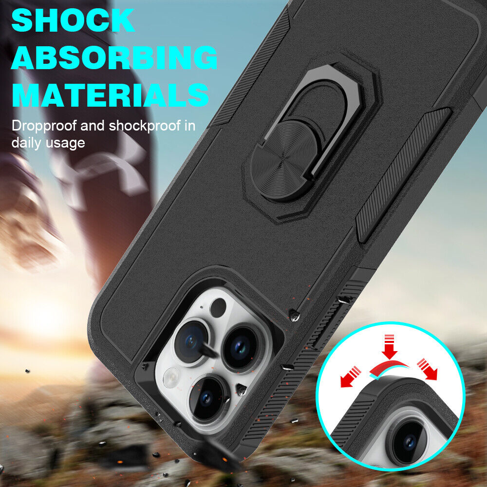 iPhone 14 Pro Heavy Duty Case Rugged Tough Dual Layer Shockproof Cover BLACK