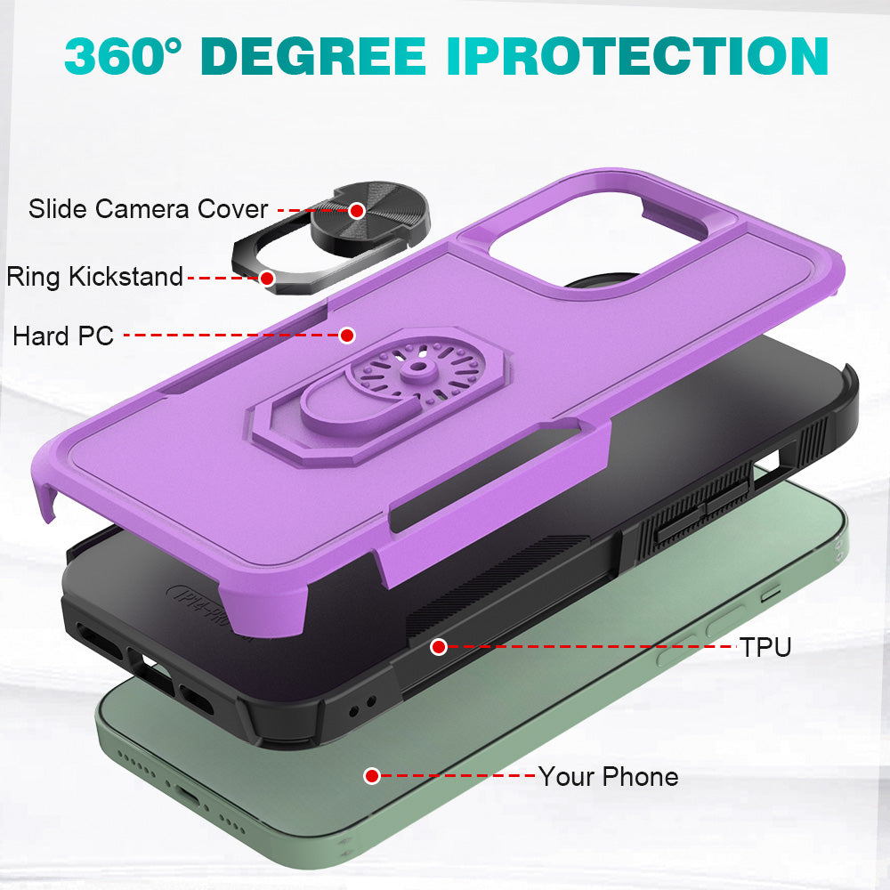 iPhone 14 Pro Heavy Duty Case Rugged Tough Dual Layer Shockproof Cover PURPLE