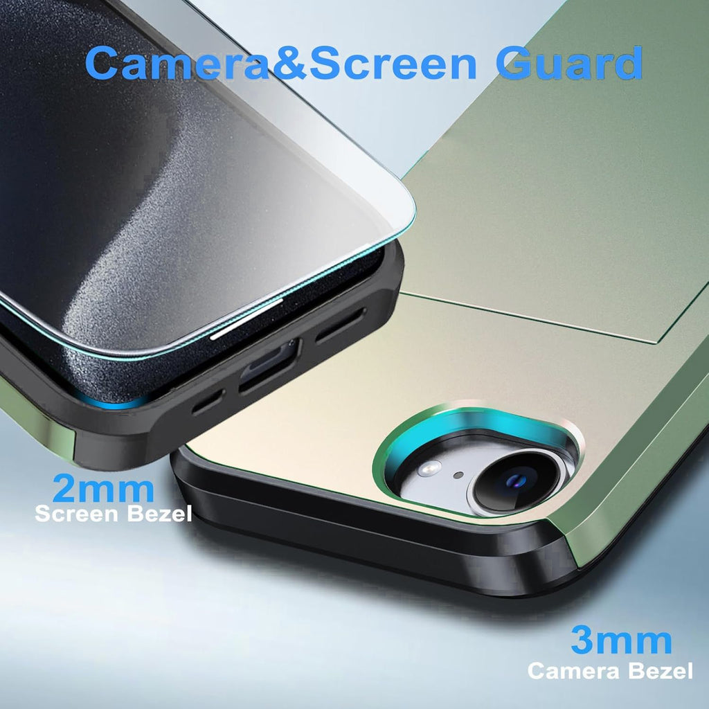iPhone 17e Shockproof Wallet Case Card Cover GREEN