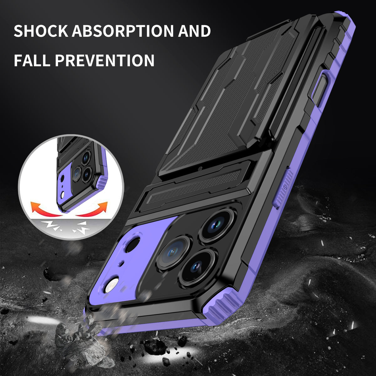 iPhone 18 Pro / 17 Pro Heavy Duty Kickstand Card Holder Case Shockproof