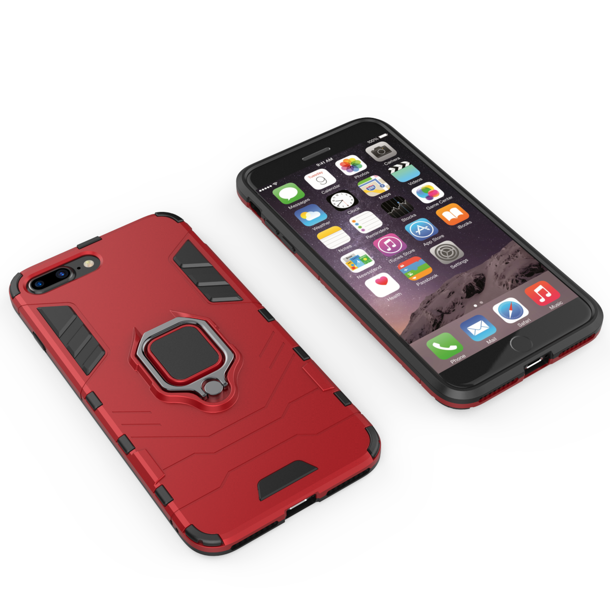 iPhone 7 Plus Rugged Tough Case Shockproof Hybrid Cover RED
