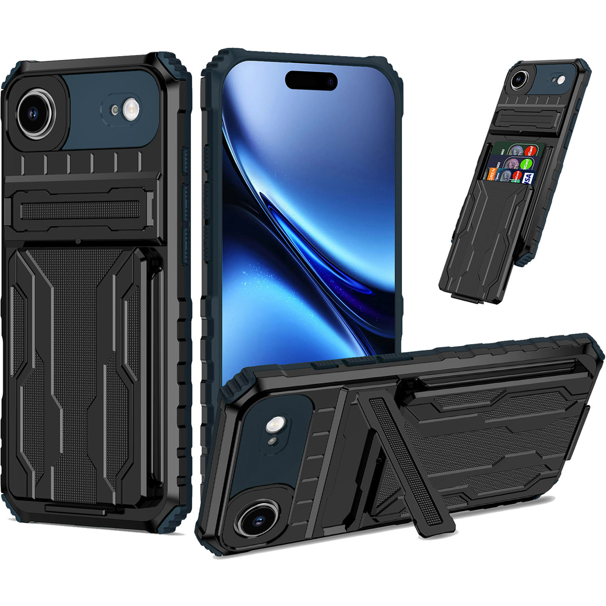 iPhone Air Heavy Duty Kickstand Case Shockproof Card Holder GREEN