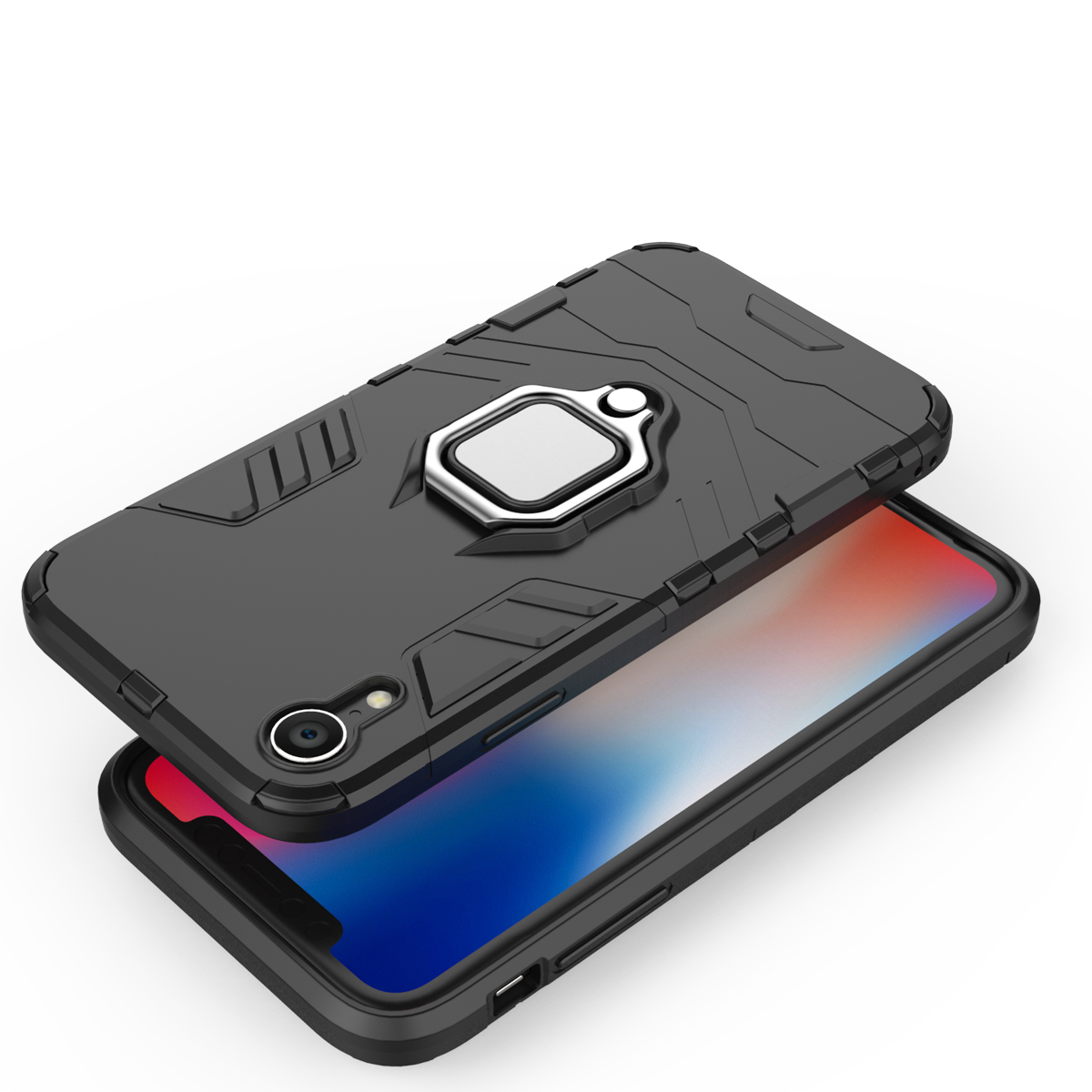 iPhone XR Rugged Tough Case Shockproof Hybrid Cover BLACK