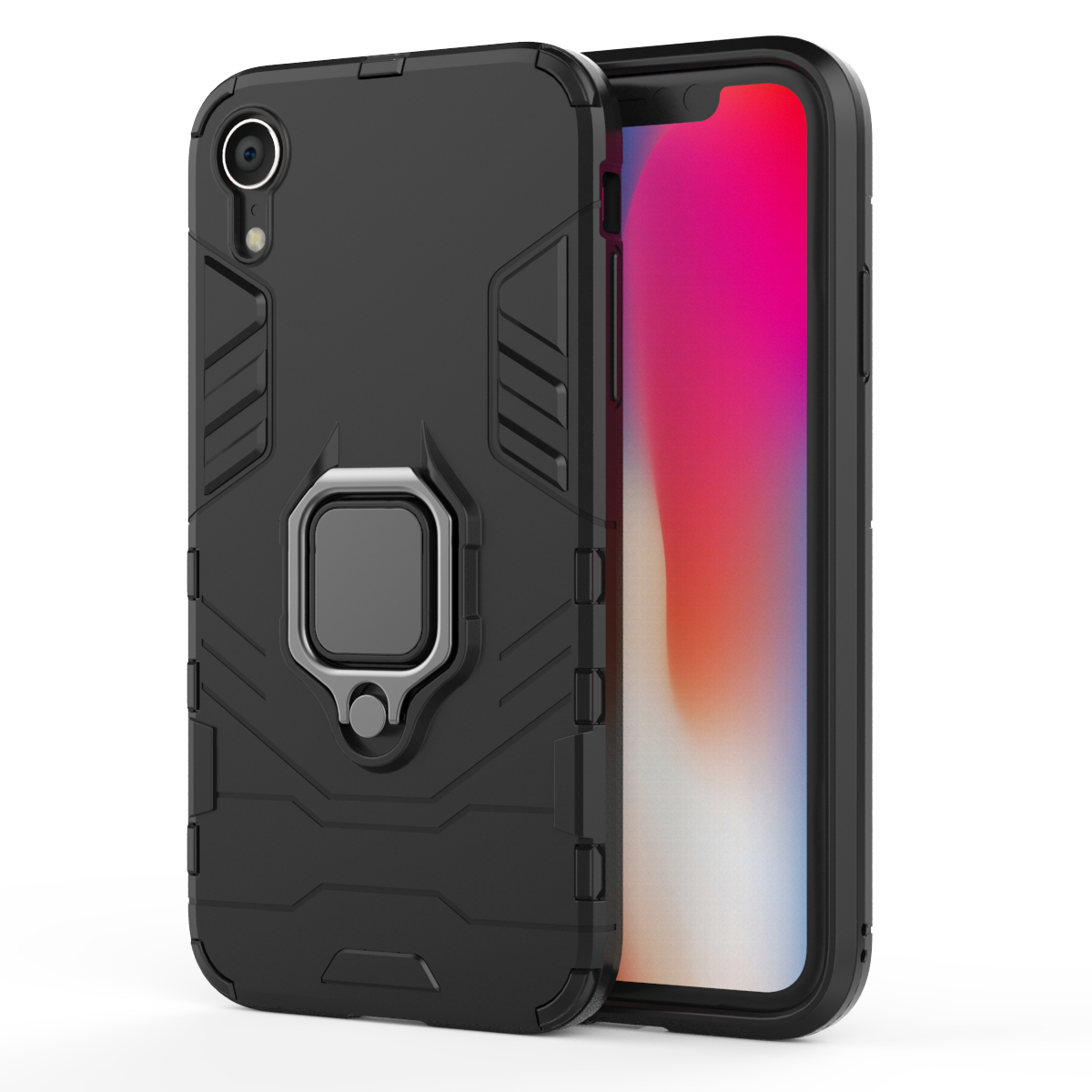 iPhone XR Rugged Tough Case Shockproof Hybrid Cover BLACK