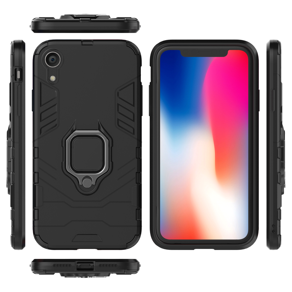 iPhone XR Rugged Tough Case Shockproof Hybrid Cover BLACK