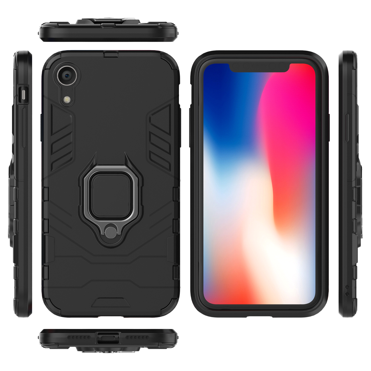 iPhone XR Rugged Tough Case Shockproof Hybrid Cover BLACK