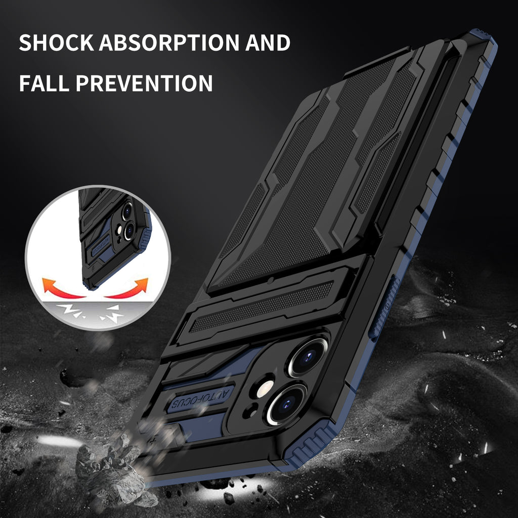 iPhone 11 Heavy Duty Kickstand Case Shockproof Card Holder BLUE